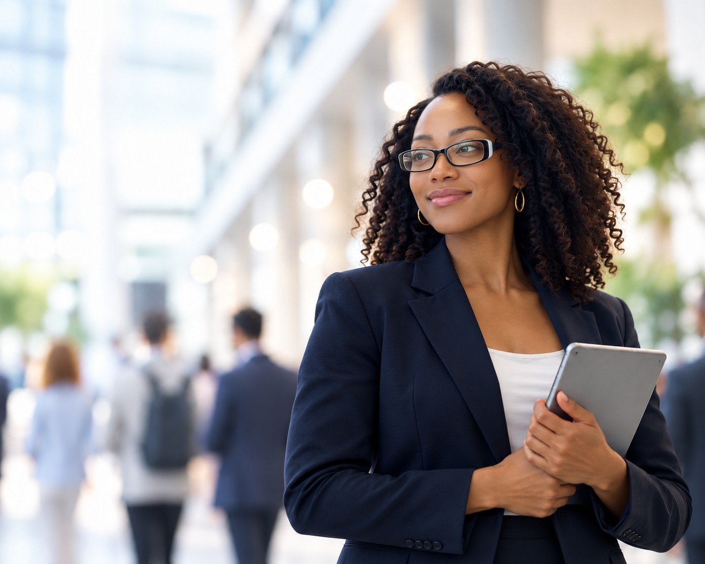 Black event professional holding a tablet